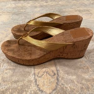 Gold/cork Tory Burch Wedges